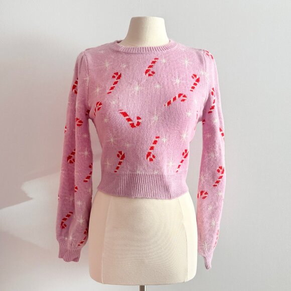 Miss Selfridge pink Christmas candy cane sweater US 8-10 - Picture 2 of 6